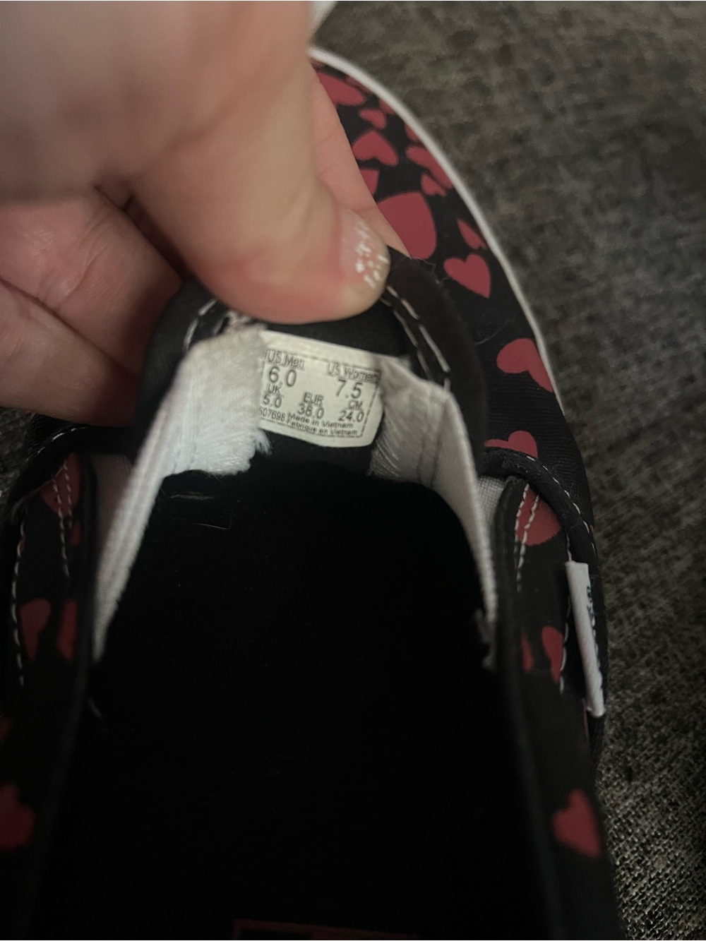 Vans Black Slip-On Flats with Red Heart Print - Picture 3 of 3